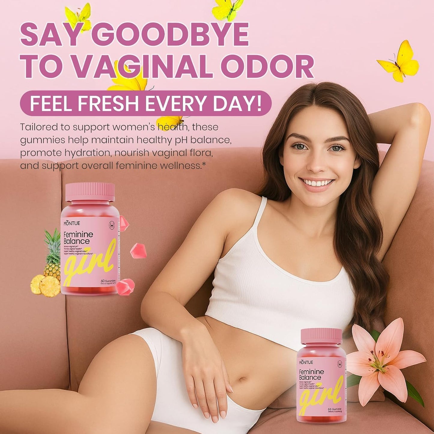 NUTRAJOY Feminine Balance Gummies, 60 Gummies
