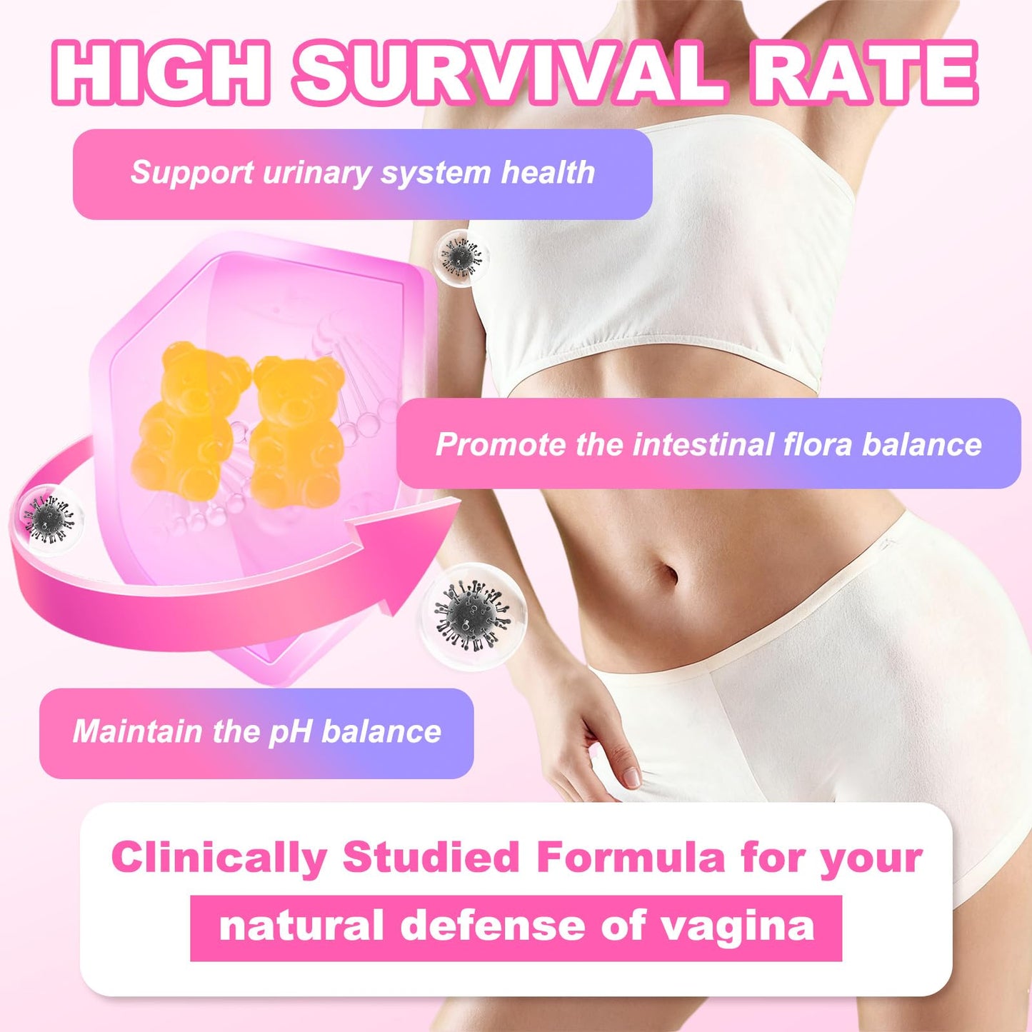 Flyrocer Feminine Balance Gummies for Women, Pineapple Flavor, 60 Count