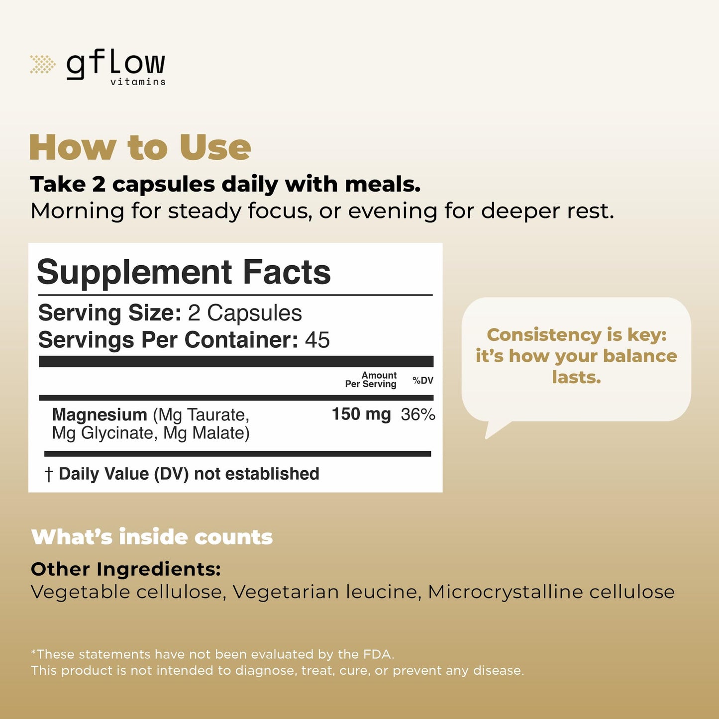 Gflow Vitamins Magnesium 3-in-1 Capsule 90 Count