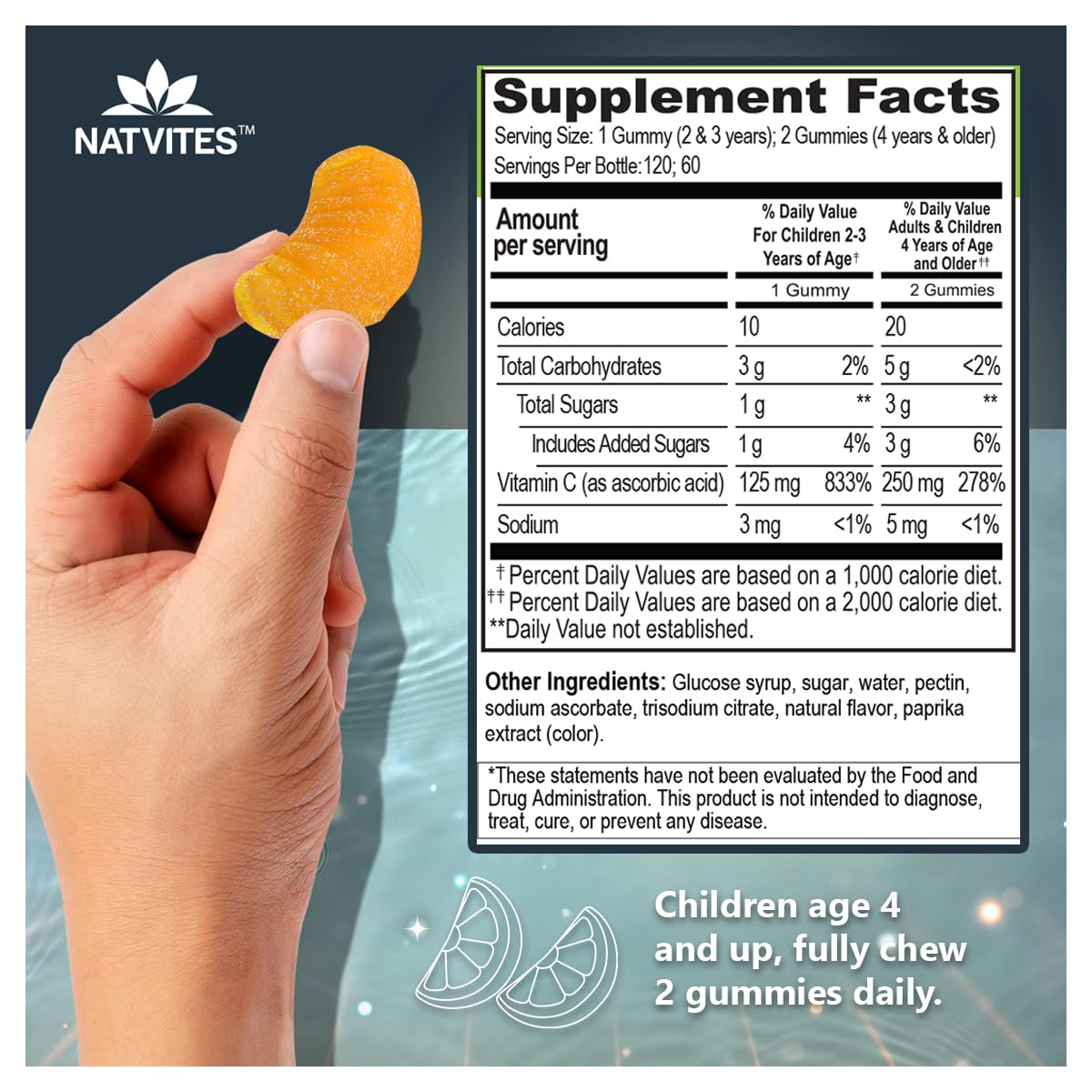 Natvites Kids Vitamin C Gummies 120 Count
