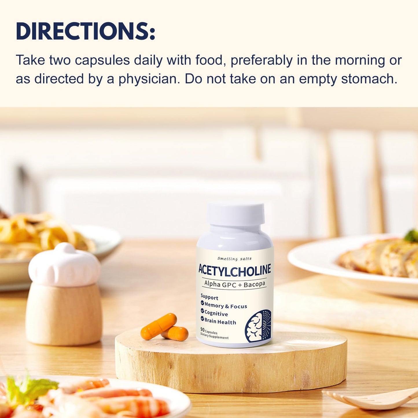 PHENBEN Acetylcholine Supplements – Alpha GPC 600mg + Bacopa – More Effective Than Choline Alone – Supports Memory, Focus & Brain Performance – Capsules 90