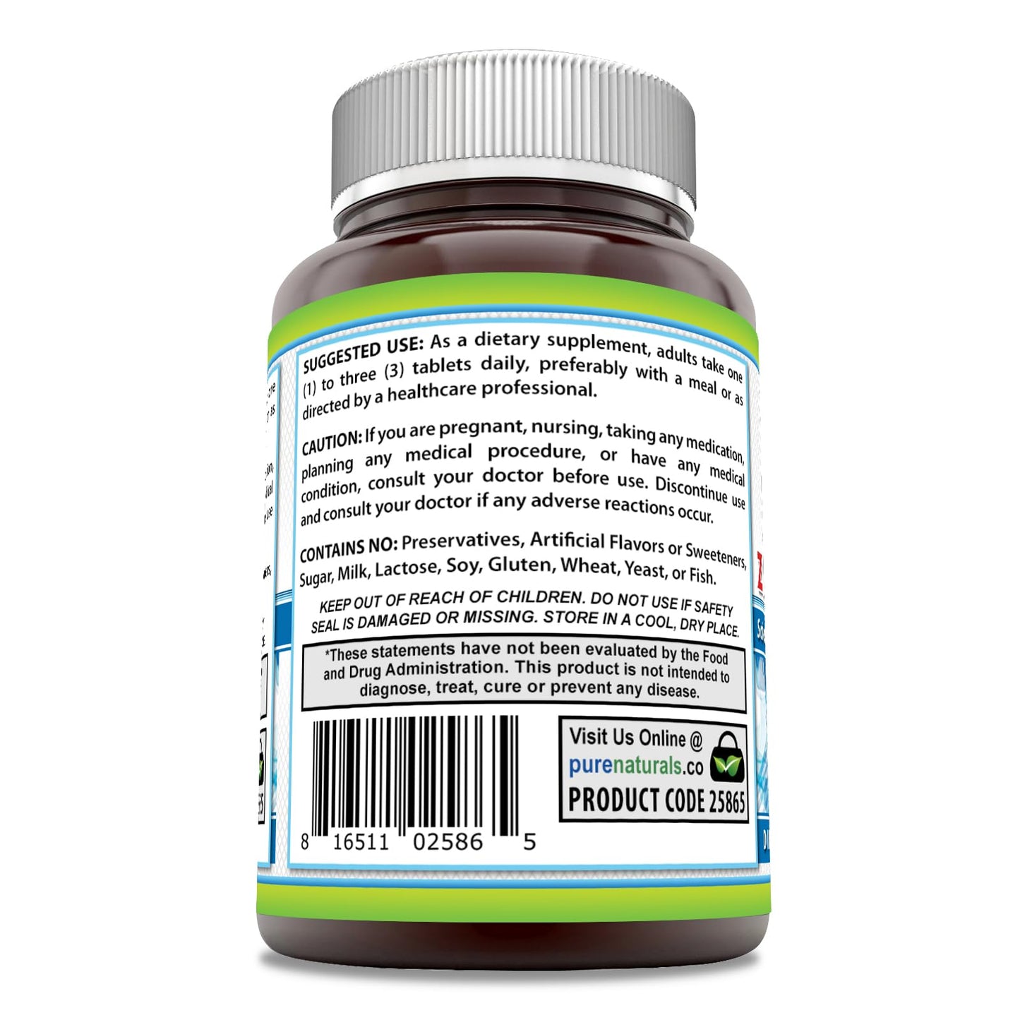 Pure Naturals Calcium Magnesium Zinc Vitamin D3 Supplement Tablets 150 Count