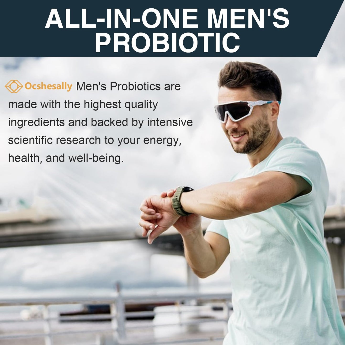 Ocshesally Probiotics for Men 500 Billion CFUs & 12 Strains with Turmeric, Cranberry, Goji, Digestive Health, Gut, Immune & Bloating, Prostate & Urinary Tract Health, 120 Capsules