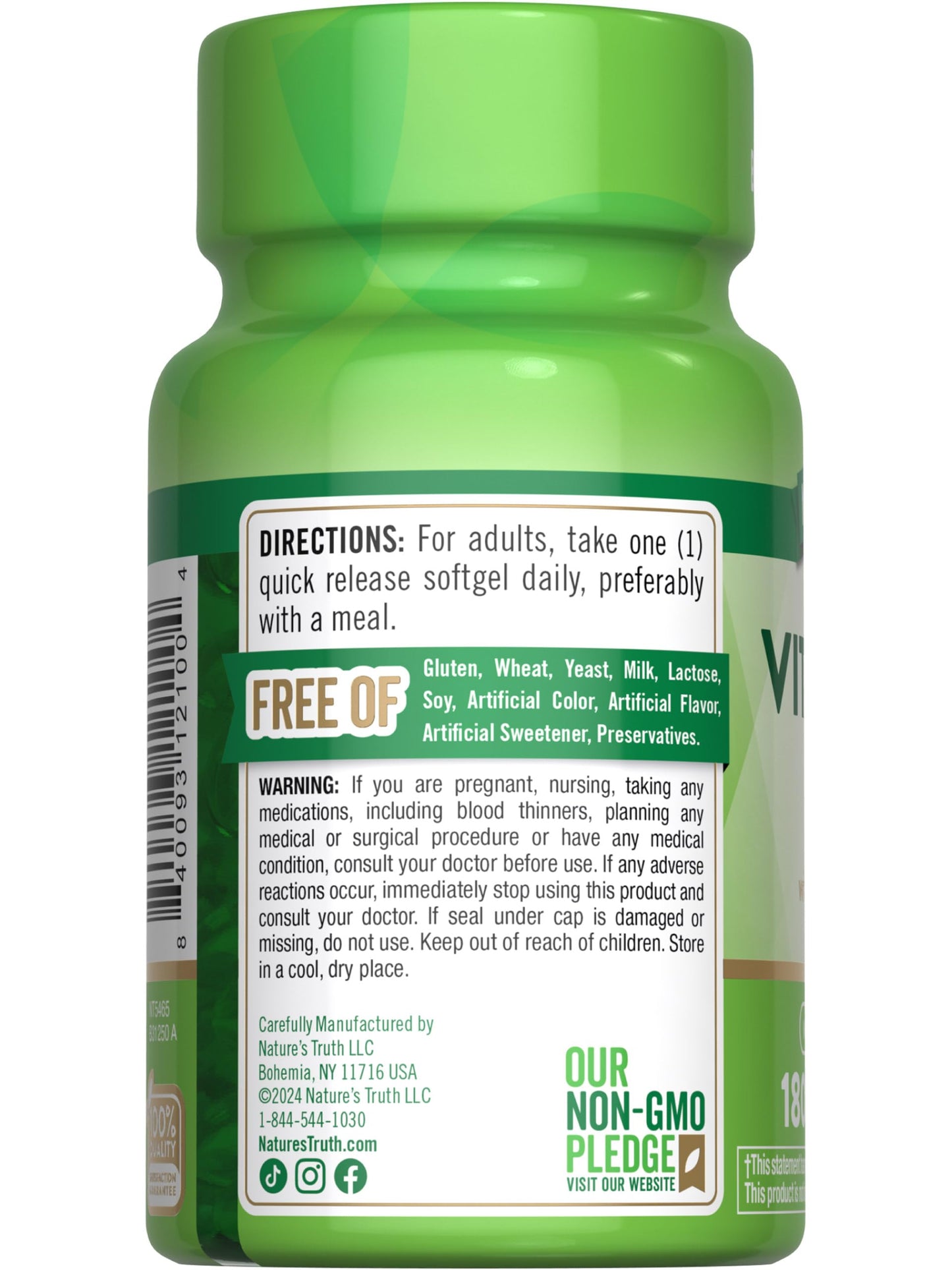 Nature's Truth Vitamin K2 MK-7 100 mcg 180 Softgels