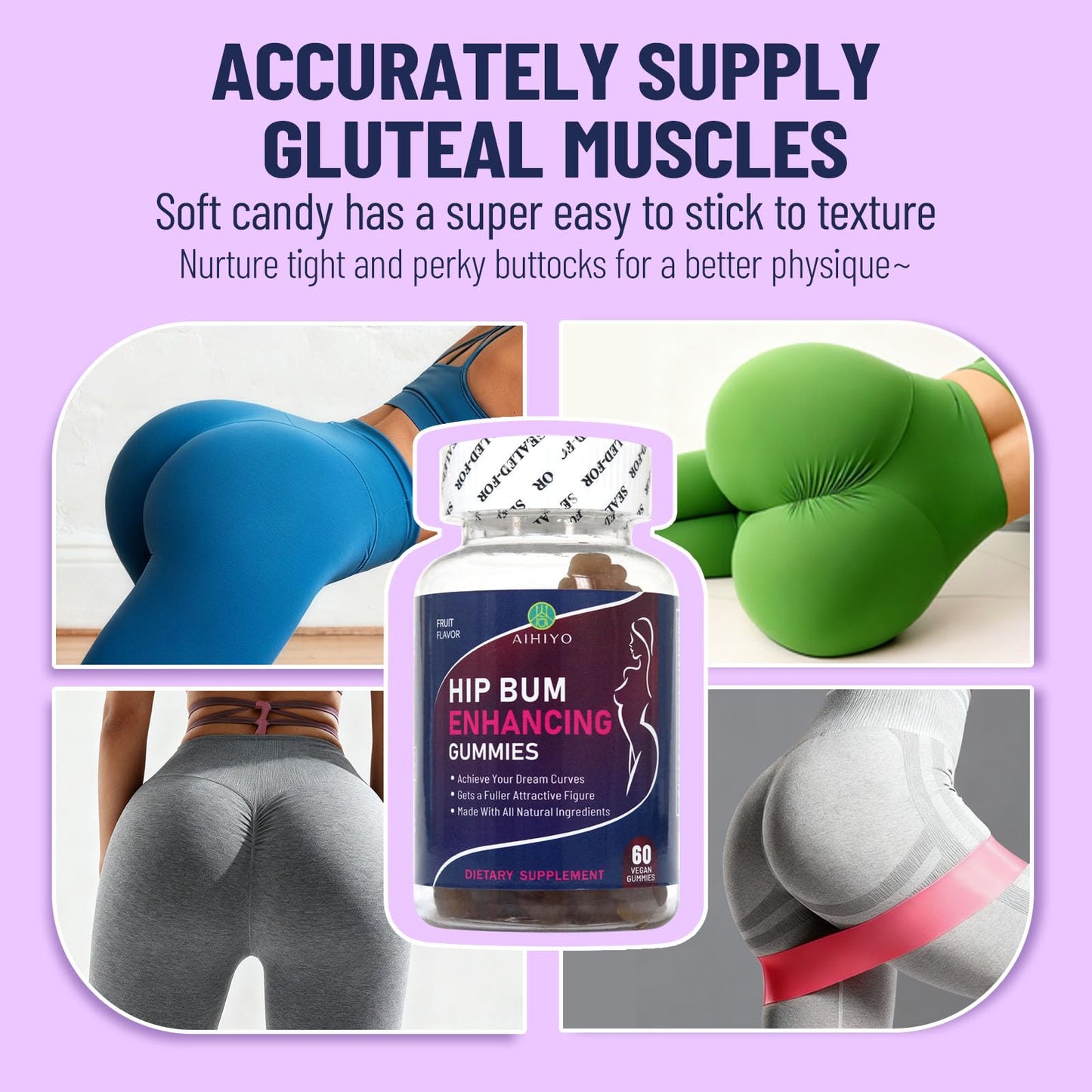 AIHIYO Hip Bum Enhancement Gummies 60 Count