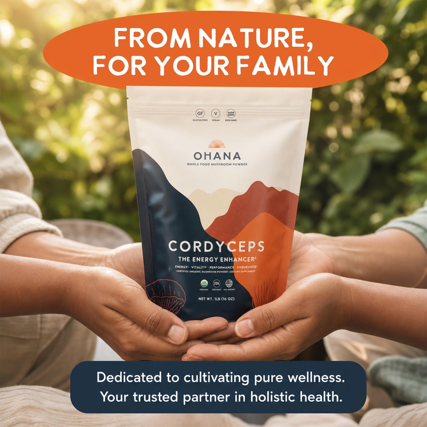 Ohana Mushrooms Cordyceps Organic Mushroom Powder Blend, 16 oz