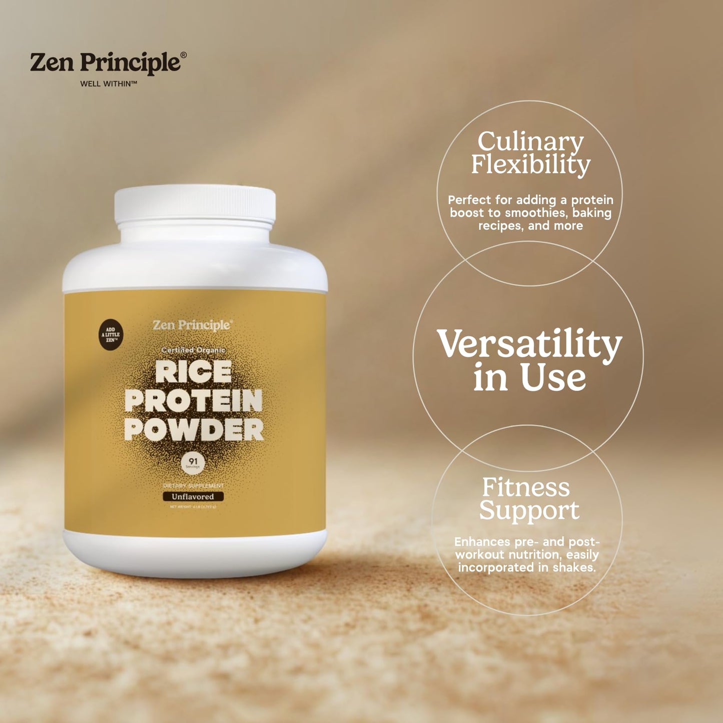 Zen Principle Organic Brown Rice Protein Powder 96 Servings
