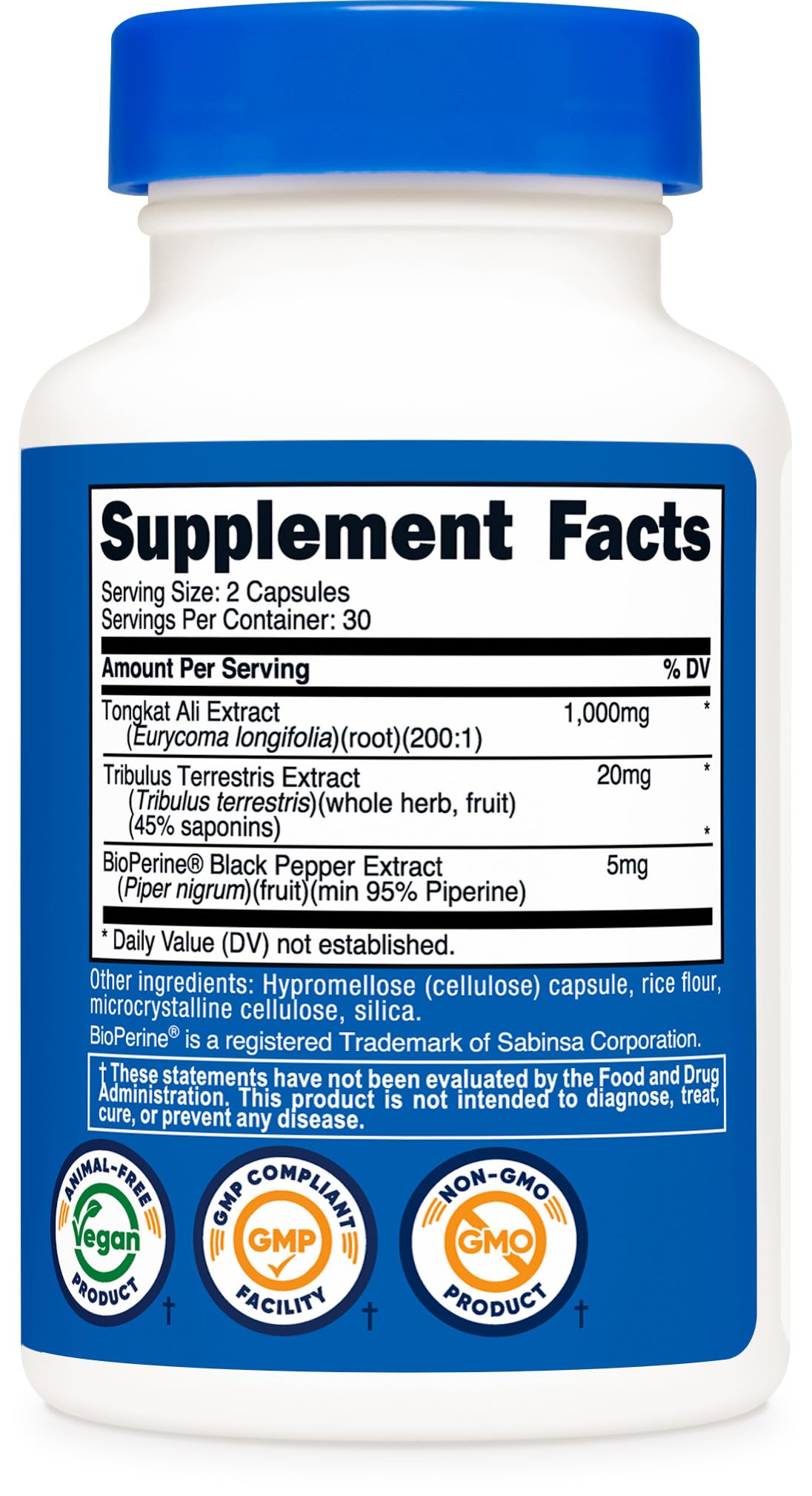 Nutricost Tongkat Ali 1,000mg Capsules 60 Count