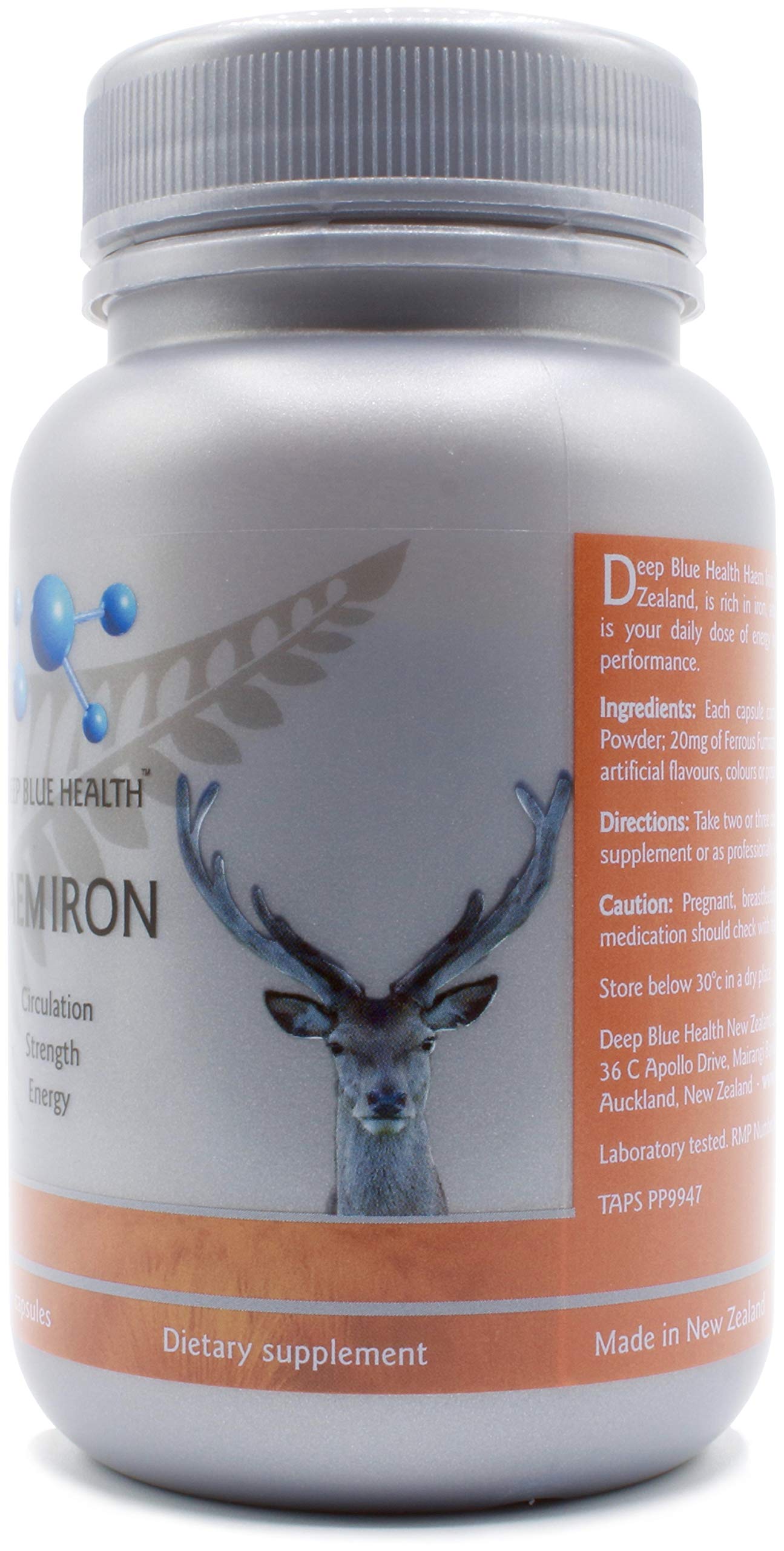 Deep Blue Health New Zealand Heme Iron Supplement Soft Gel Capsules 90 Count