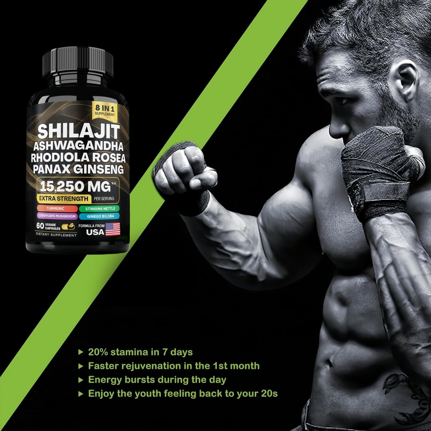HealthyFinds Shilajit Ashwagandha Capsules 60 Capsules