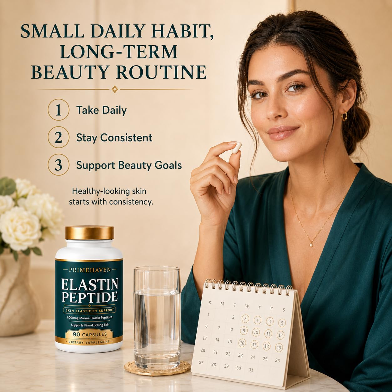 DROWZEN Elastin Peptides Skin Tightening Formula Capsules, 90 Count