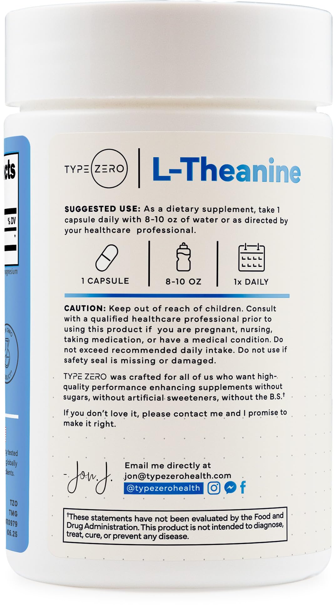 Type Zero L-Theanine (200mg) Capsule, 200 Count