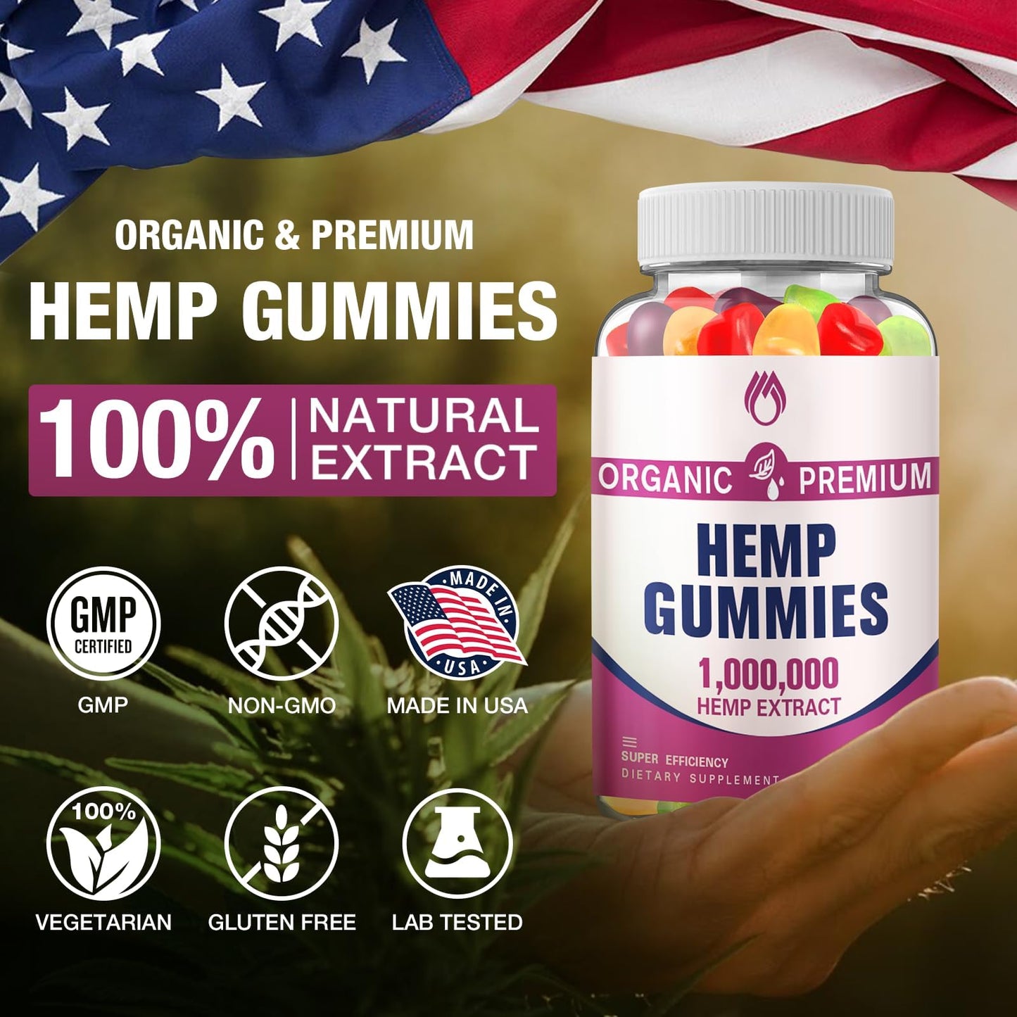 MSLOTAL Hemp Seed Gummies with Hemp Extract, Omega-3-6-9, Vegan, Non-GMO, 80 Gummies