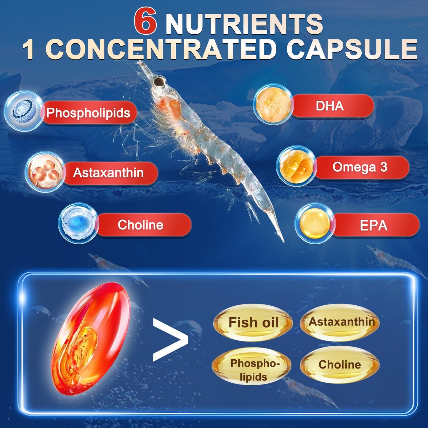 ZEBORA Krill Oil 1200 mg Omega-3 Supplement Softgels, 120 Count