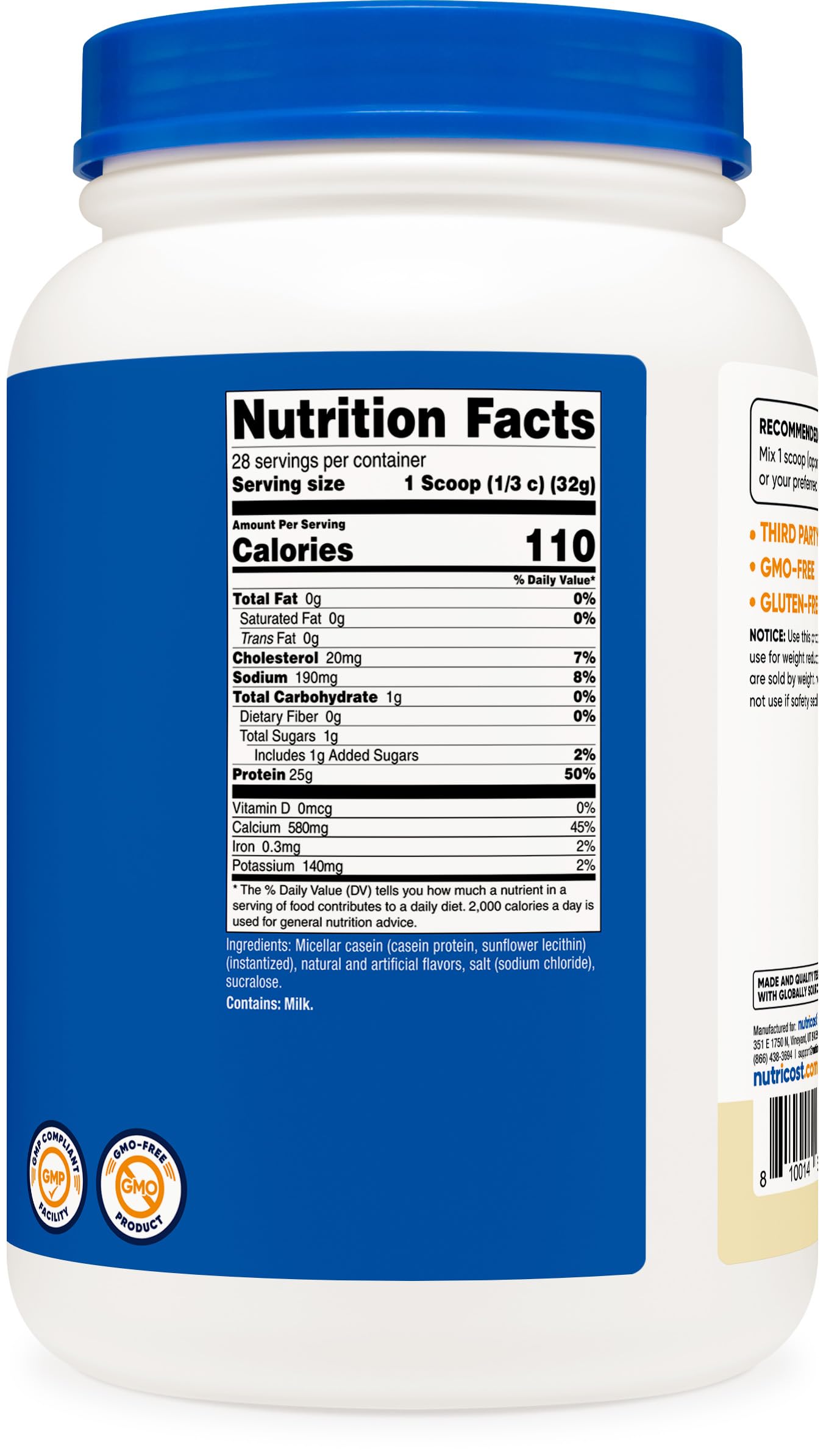 Nutricost Casein Protein Powder Vanilla 32 Servings