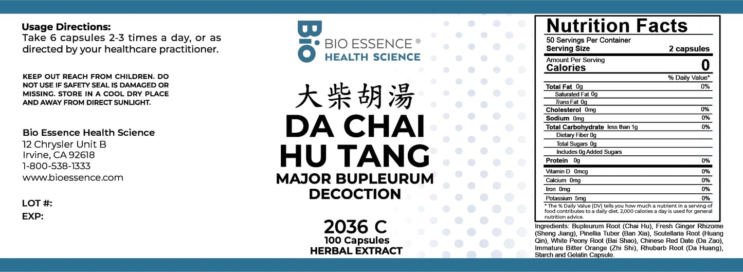 Bio Essence Health Science 2036C Da Chai Hu Tang/Major Bupleurum Decoction 100 Capsules