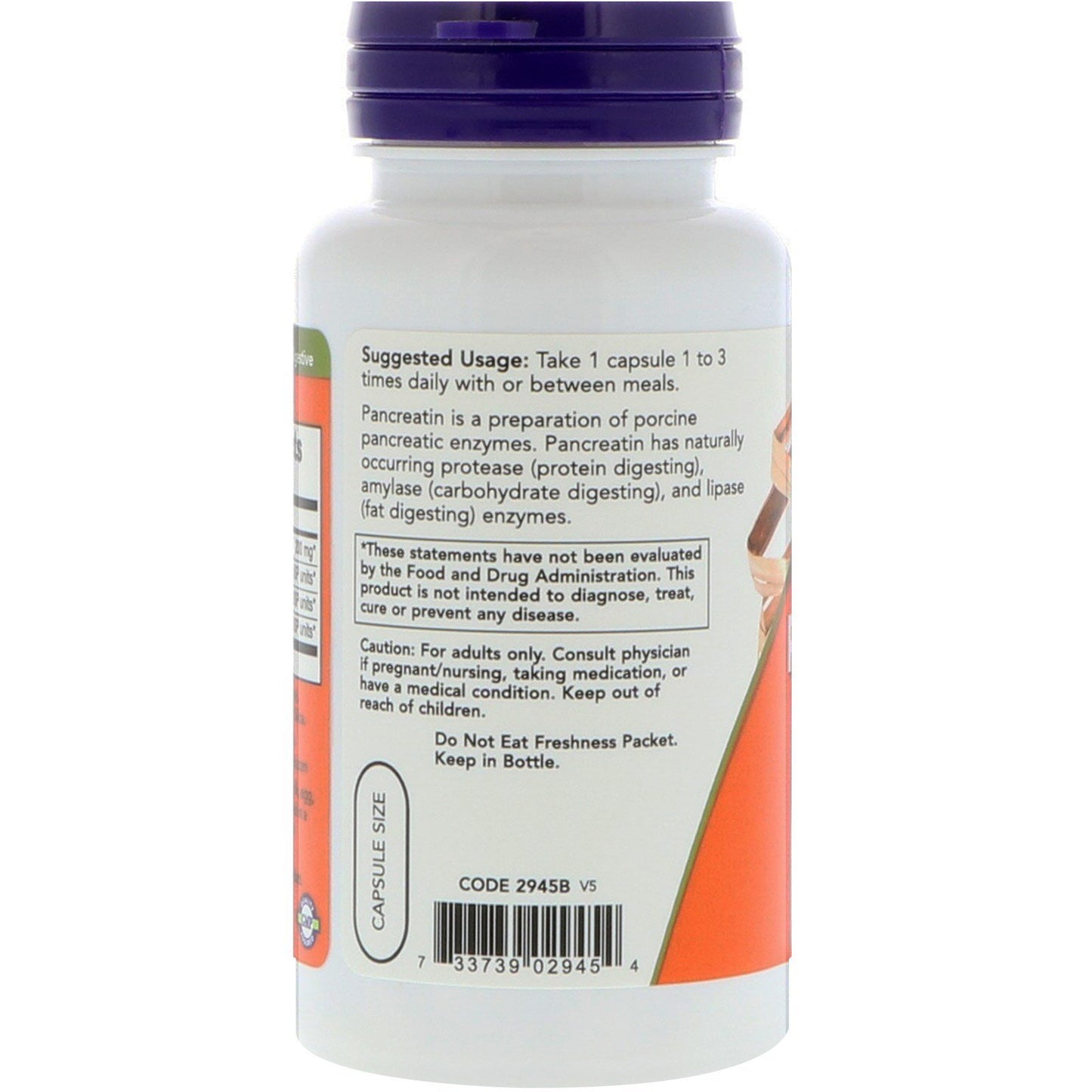 NOW Foods Pancreatin 2000mg Capsules, 100 CT