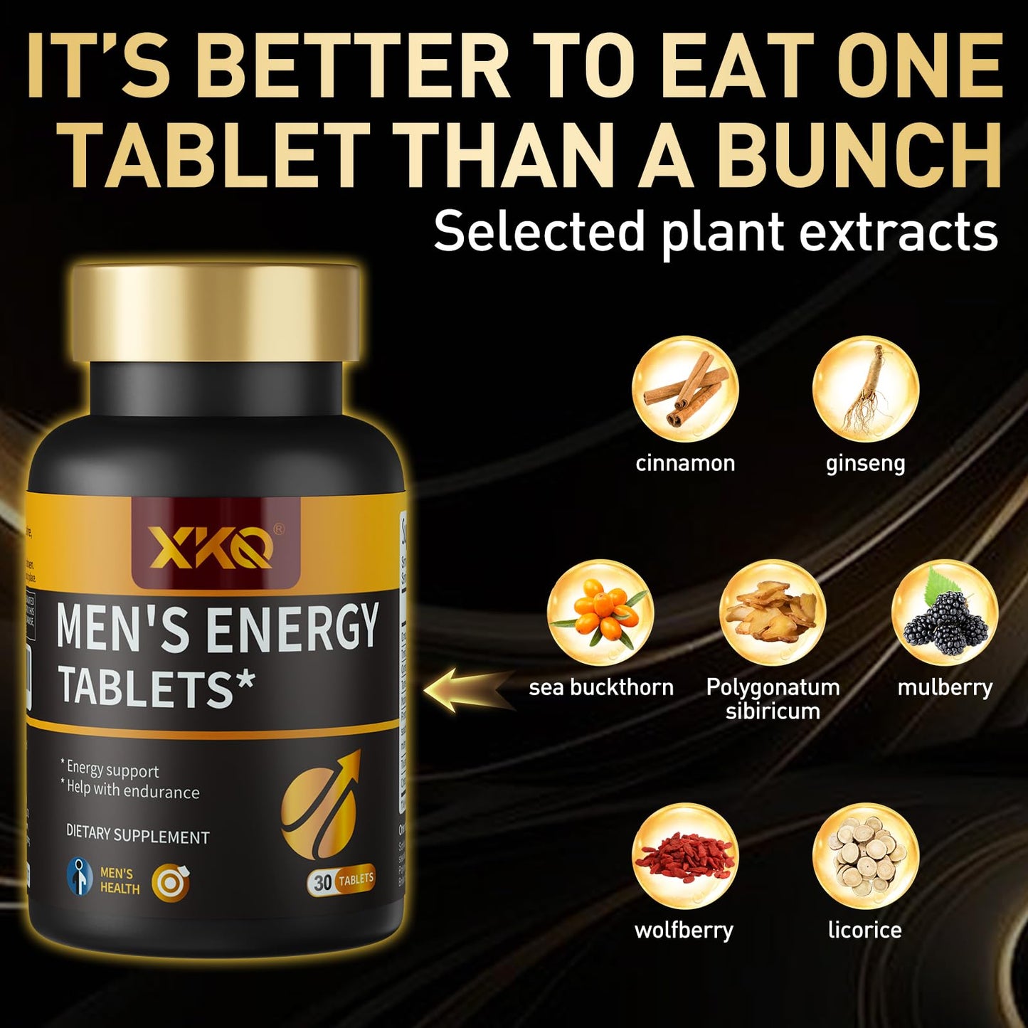XKQ Vitality Supplement – Daily Energy & Performance Formula for Adult Men, 30 Tablets