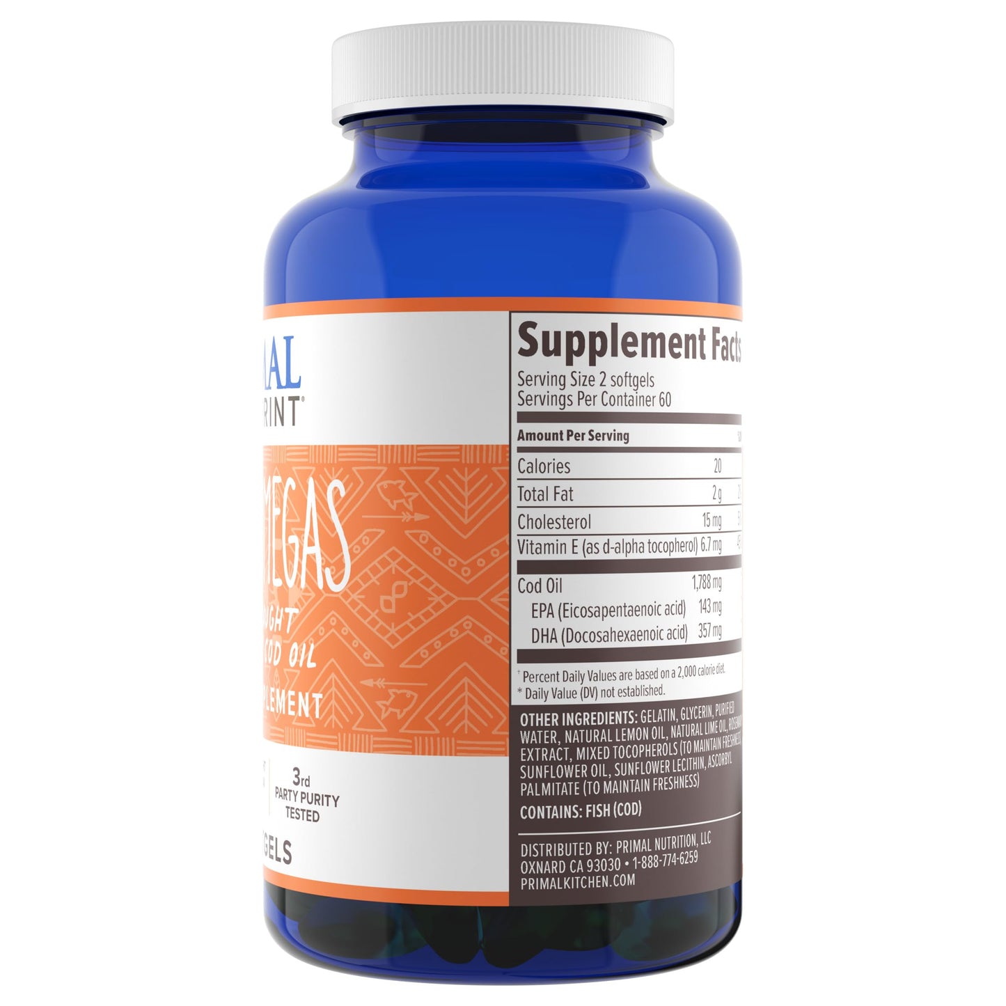 Primal Blueprint Primal Omegas Softgels, 120 Softgels