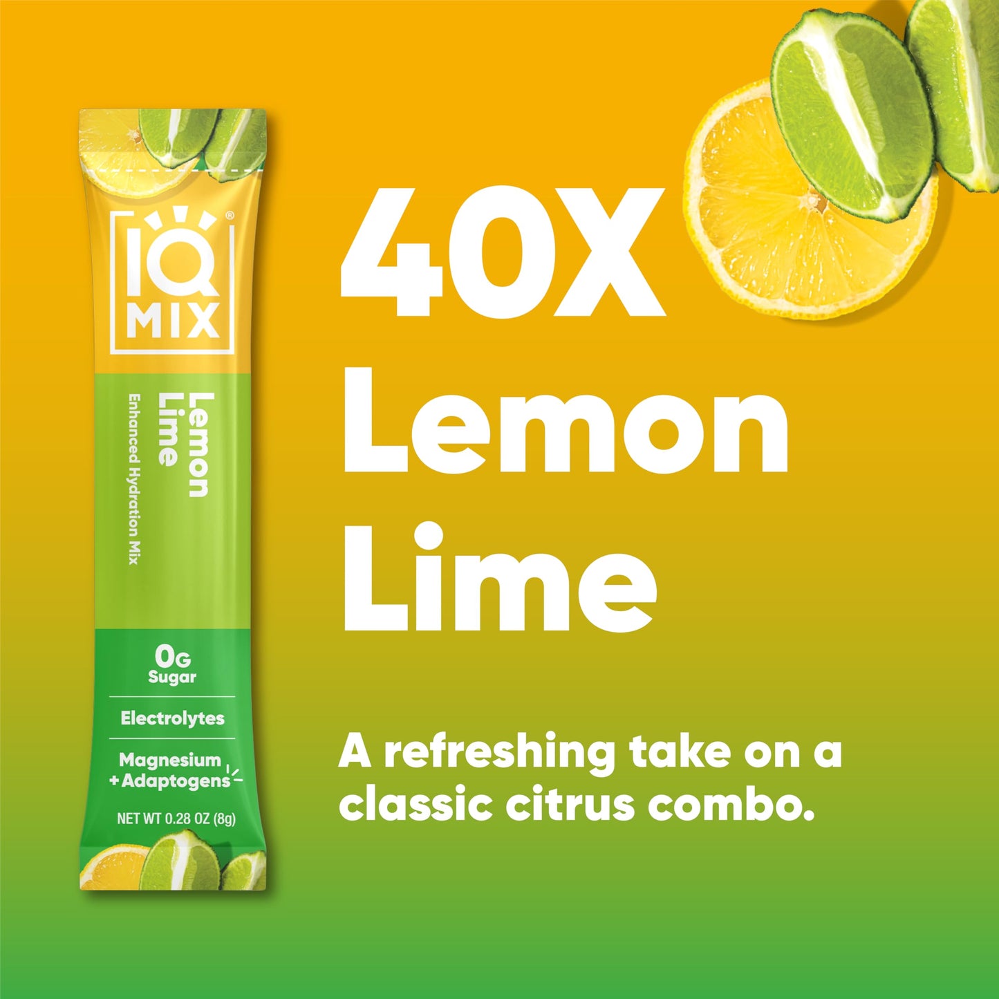 IQBAR IQMIX Hydration Electrolytes Powder Packets, Lemon Lime 40 Capsules