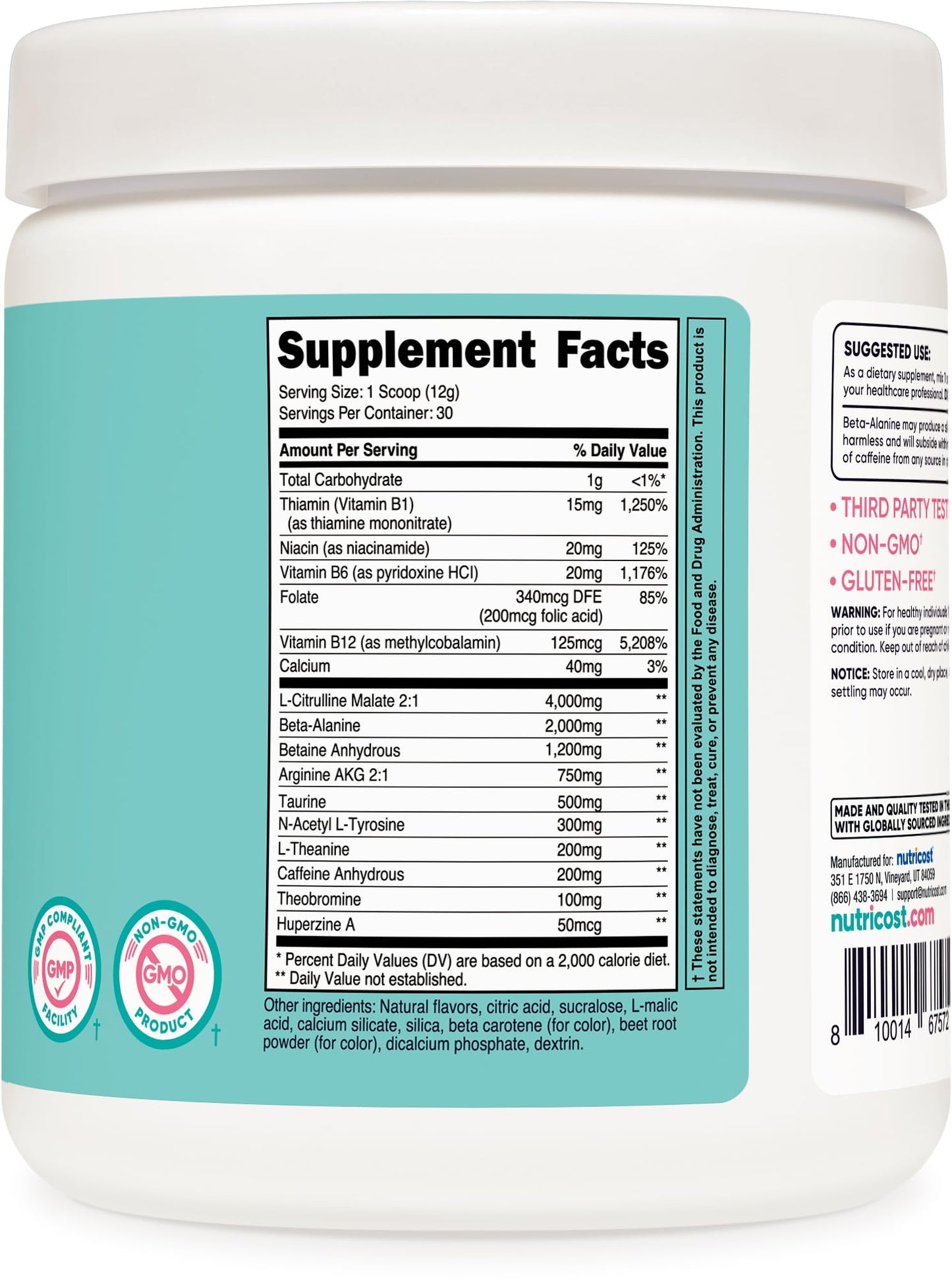 Nutricost Pre-Workout Powder for Women Peach Mango 12.7 Oz