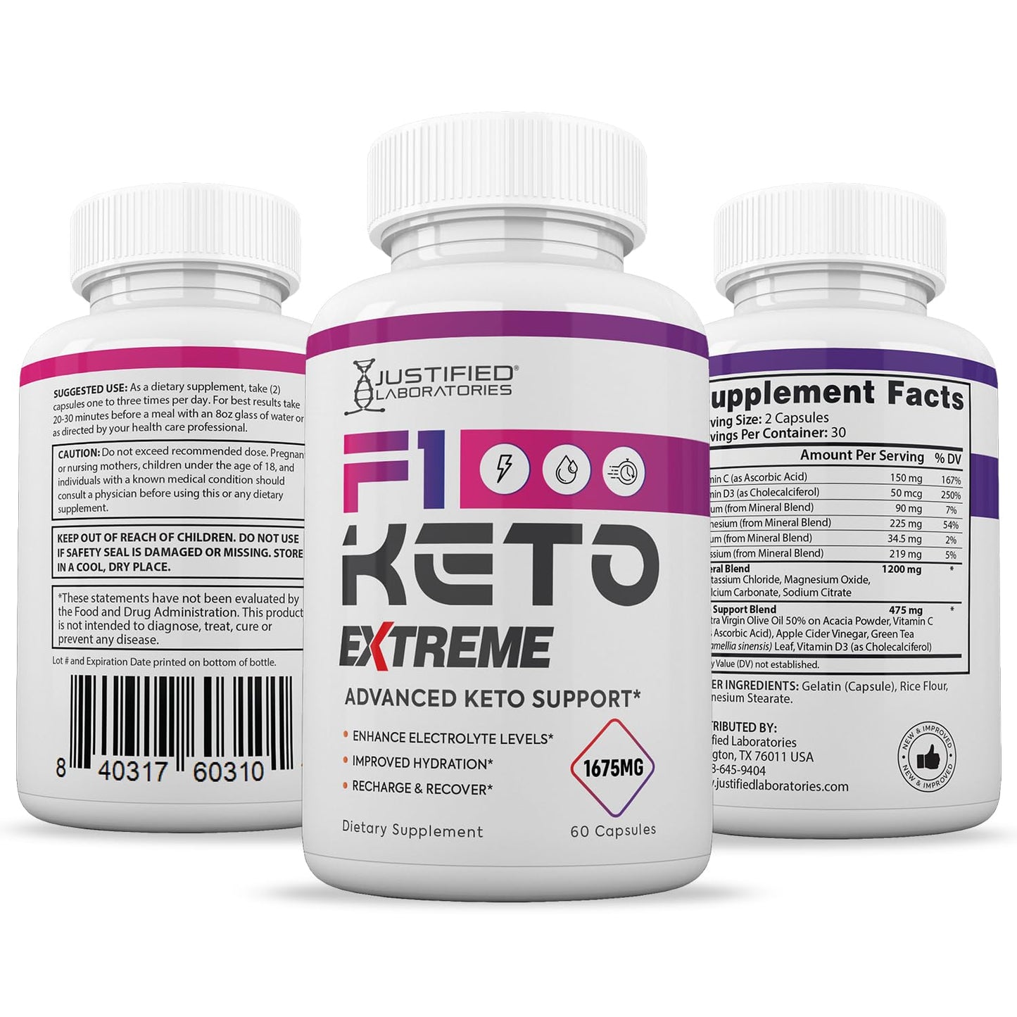 Justified Laboratories F1 Extreme 1675mg Capsules, 60 Count