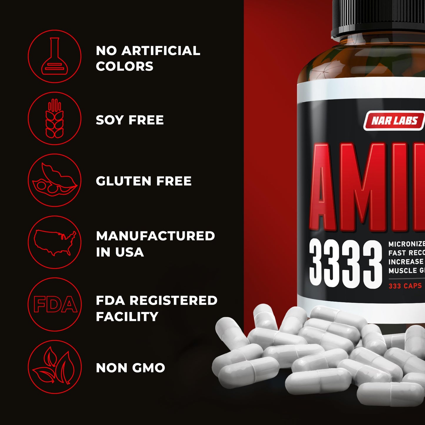 NAR LABS Real Amino Acid Complex 333 Capsules
