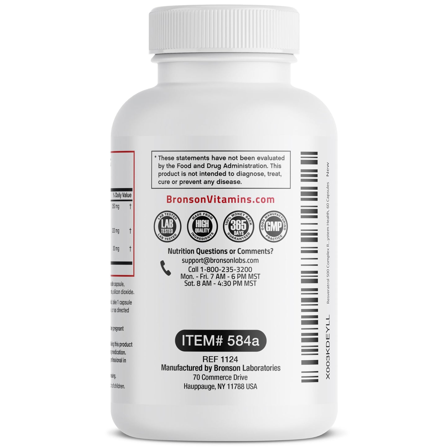 Bronson Resveratrol Complex 500 mg with Grape Seed & Red Wine, 60 Capsules