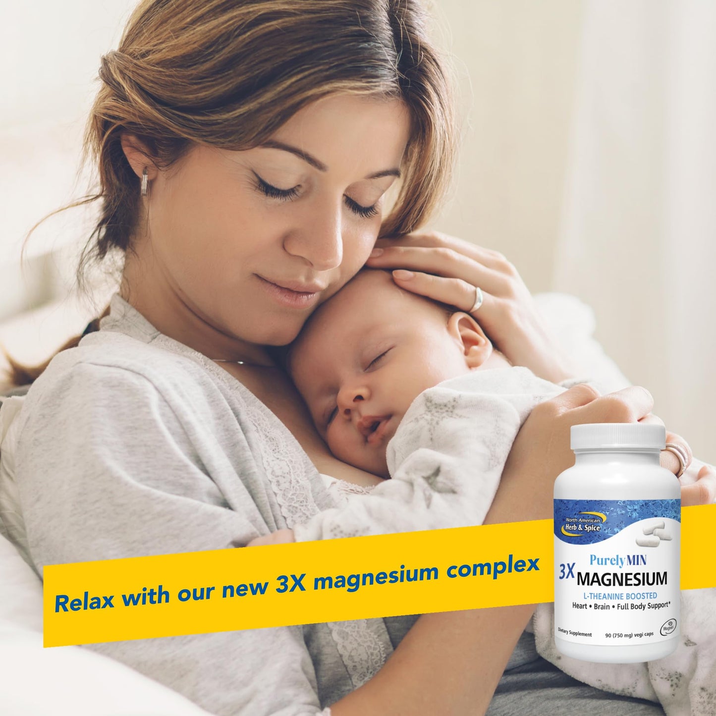 North American Herb & Spice PurelyMin Magnesium Complex + L-Theanine Capsules, 90 Count