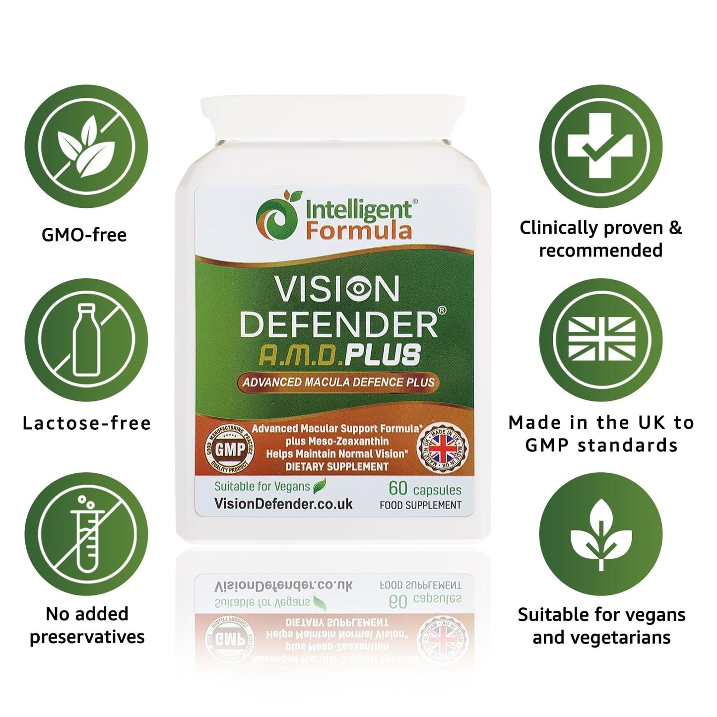 Intelligent Formula Vision Defender Plus Eye Supplement AREDS2 Formula with Lutein, Zinc & Meso-Zeaxanthin, 60 Capsules