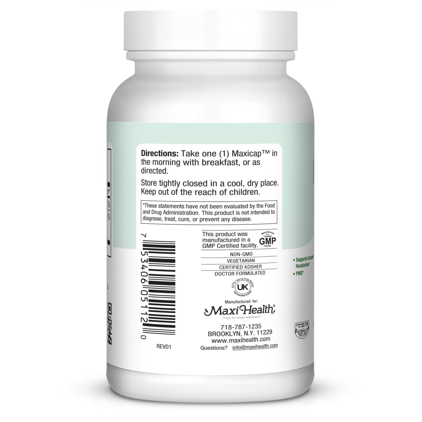 Maxi Health Magnesium with Vitamin B6 Capsule, 120 Capsules