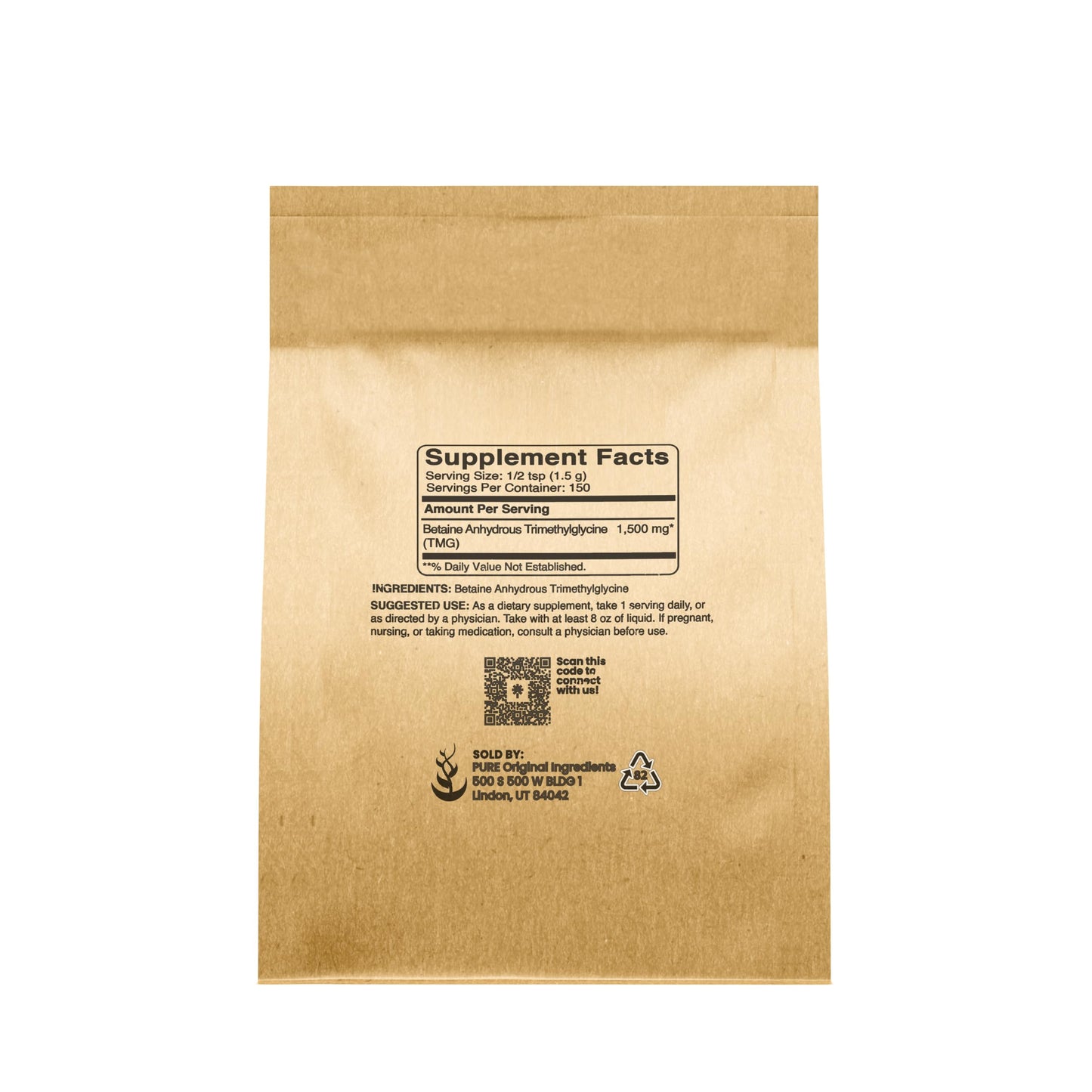 Pure Organic Ingredients Trimethylglycine TMG Powder, 8 Ounce