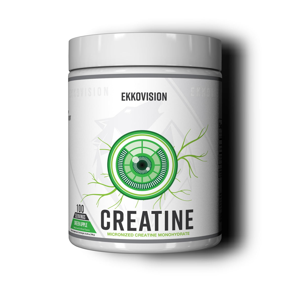 Ekkovision Creatine Monohydrate Powder, Green Apple, 100 Servings