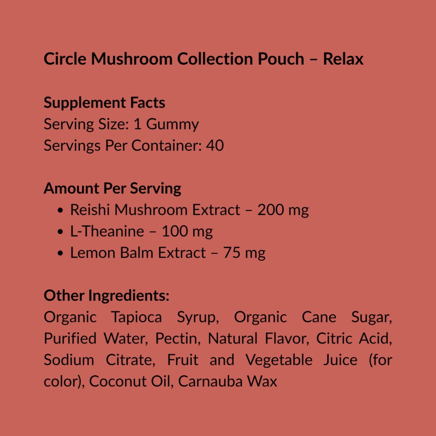 Circle Organics Relax Mushroom Gummies, 40 Count
