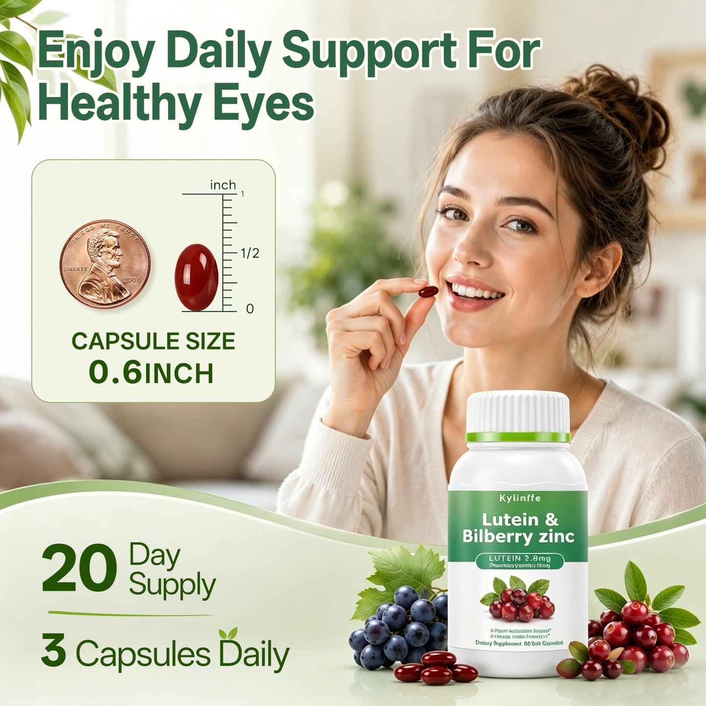 Oopeatol Bilberry Supplement with Lutein Capsule, 60 Capsules
