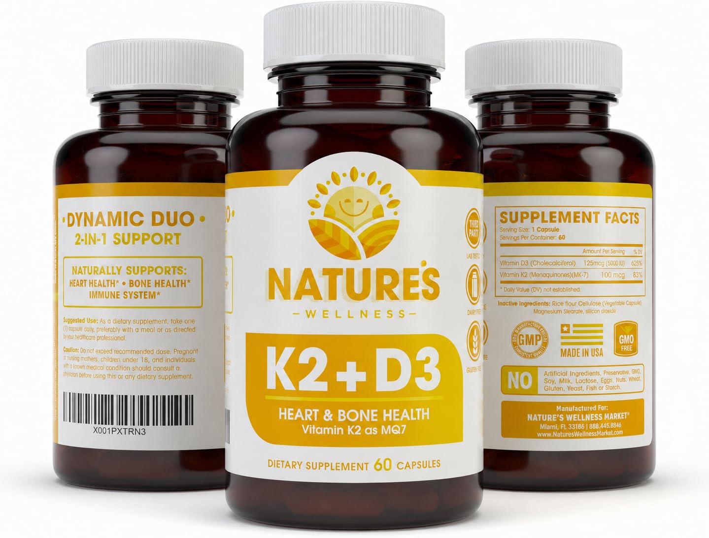 Natures Wellness Vitamin K2 (MK-7) with D3 Capsule, 60 Count