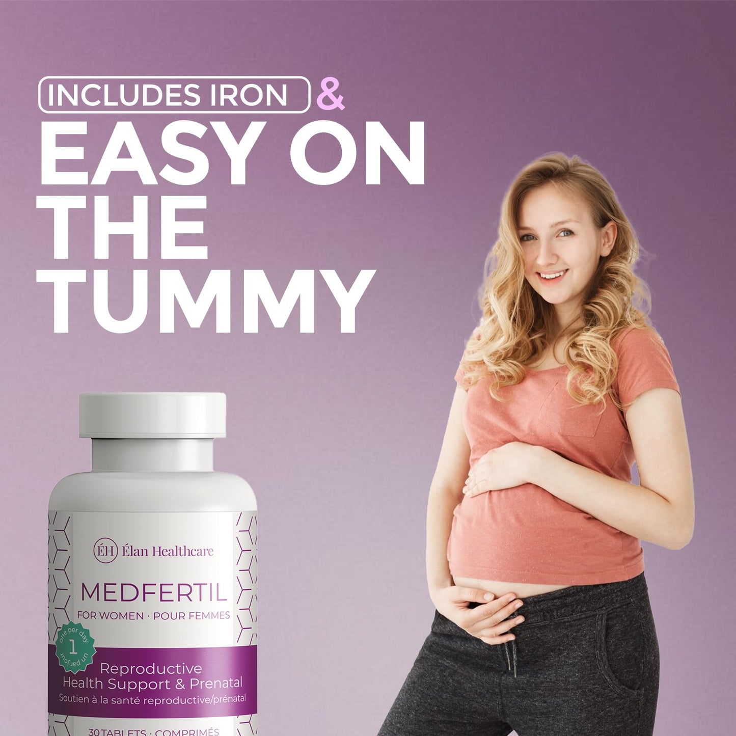 ÉLAN HEALTHCARE MedFertil Fertility Support Prenatal Vitamins with Iron, Myo Inositol, Folic Acid, Iodine, Biotin and B Vitamins, 30 Tablets