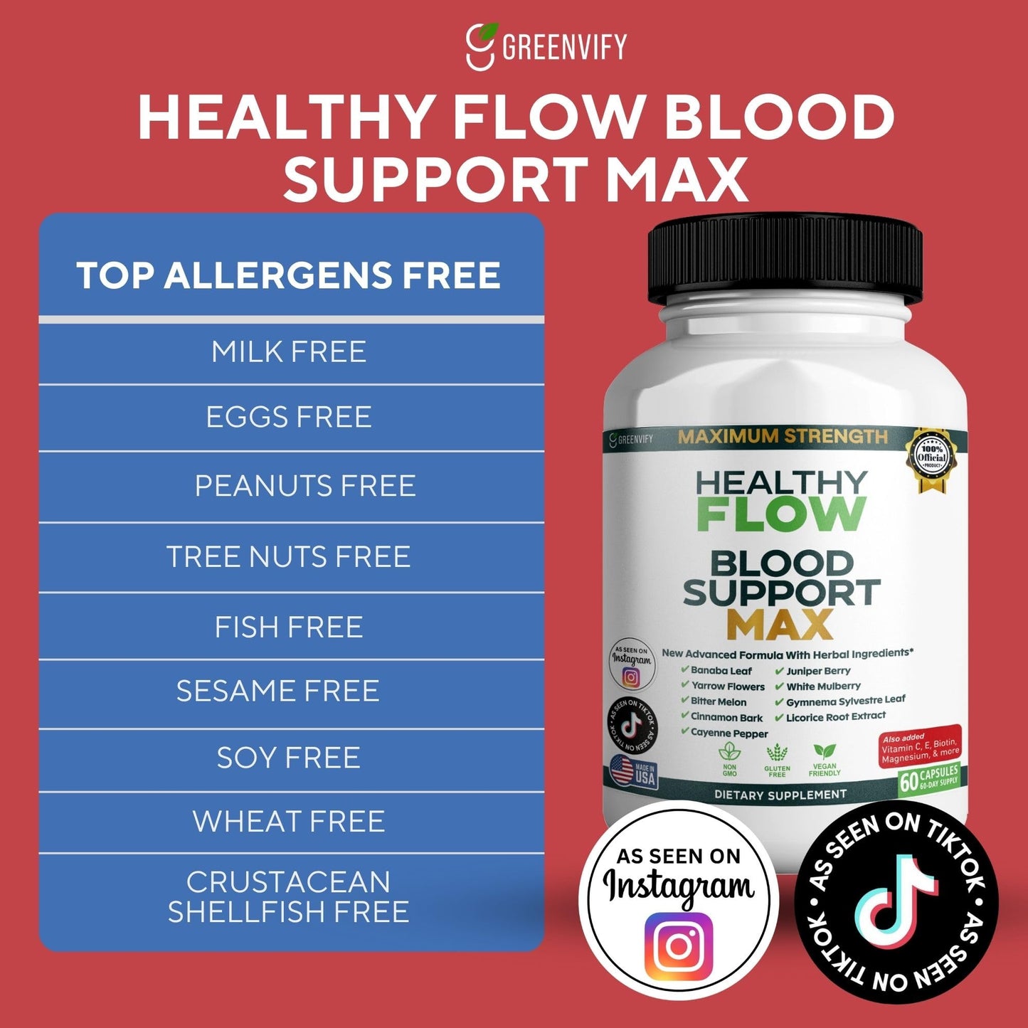 GREENVIFY Healthy Flow Blood Support Max Capsules 120