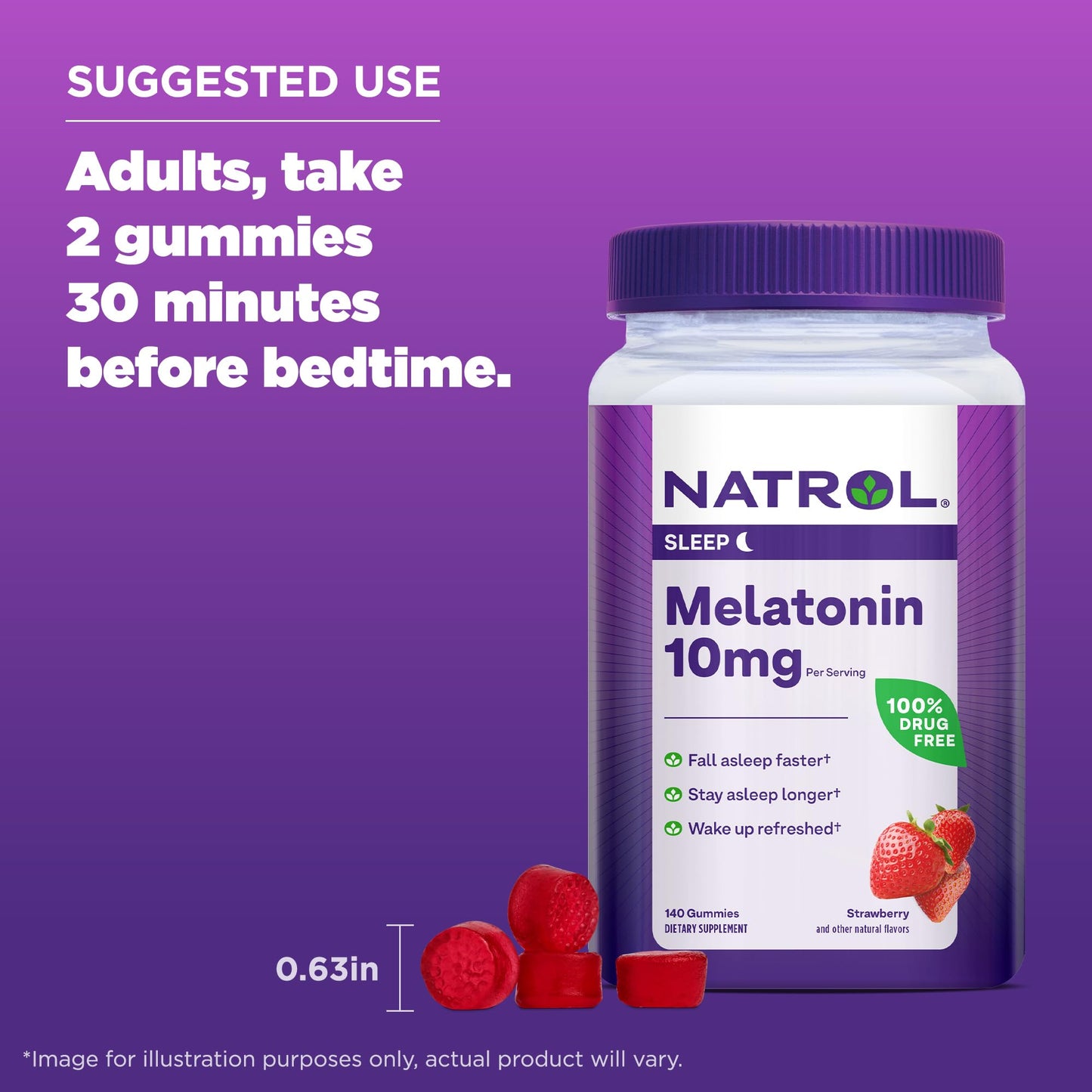Natrol Melatonin Gummies 10mg Sleep Support for Adults, 1680 Gummies