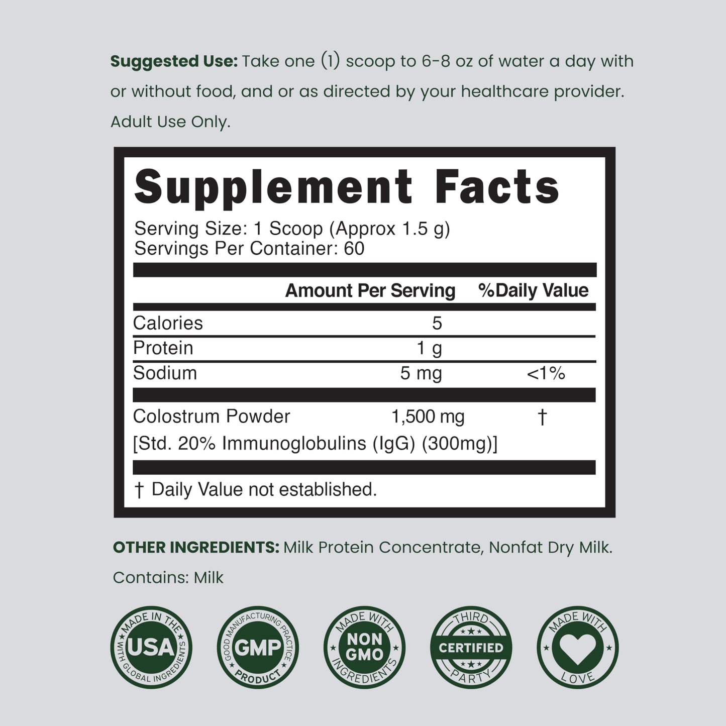DORADO NUTRITION Colostrum Supplement Powder, 3.17 oz