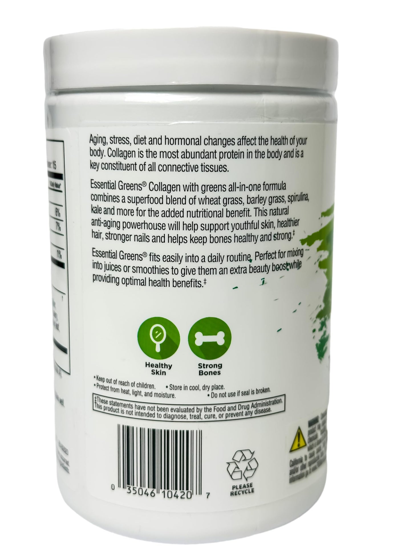 Essential Greens Collagen with Organic Beauty Greens with Type I & Type III Peptides Powder 10.6 oz