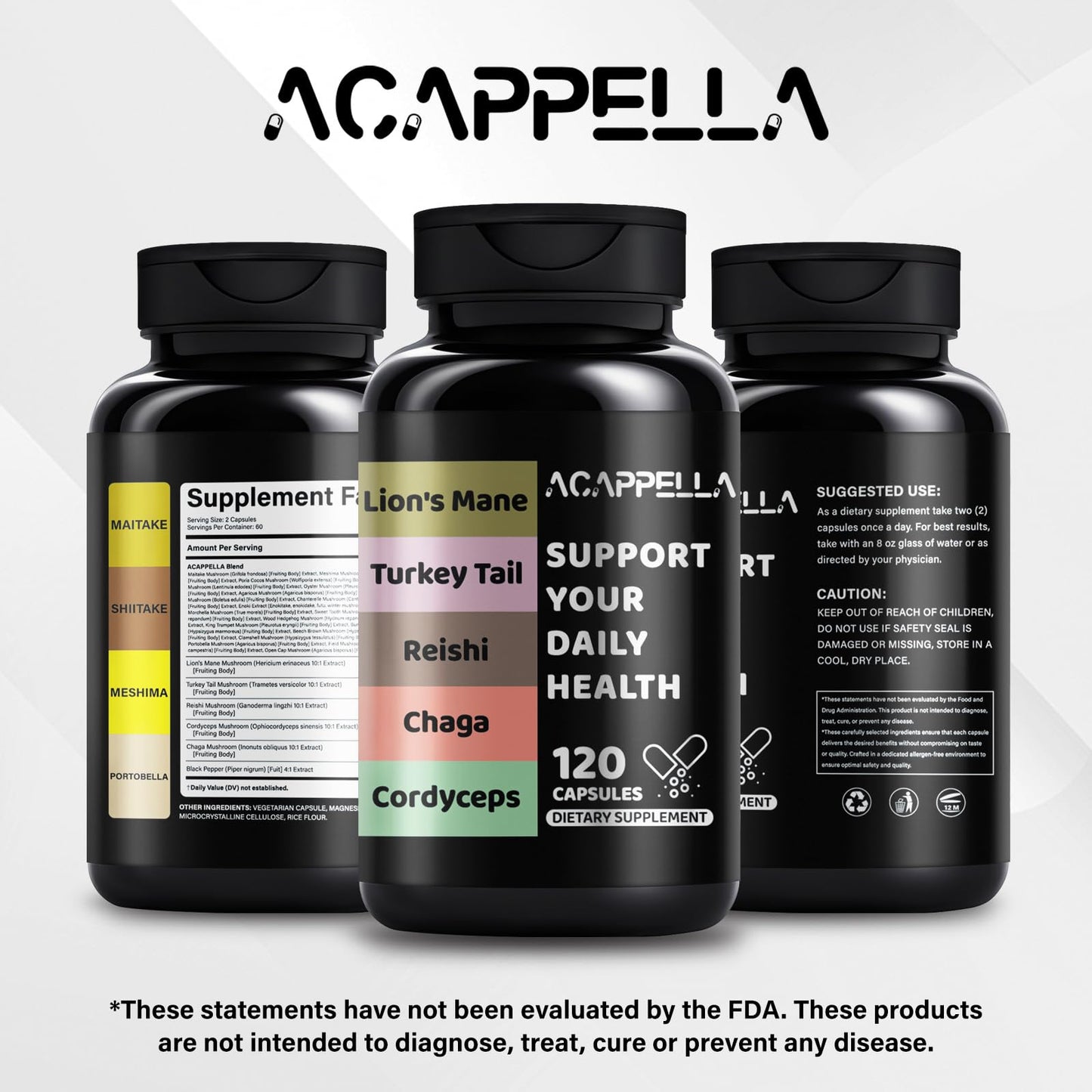 ACAPPELLA Lions Mane 20 in 1 Mushroom Complex Capsules 120 Capsules