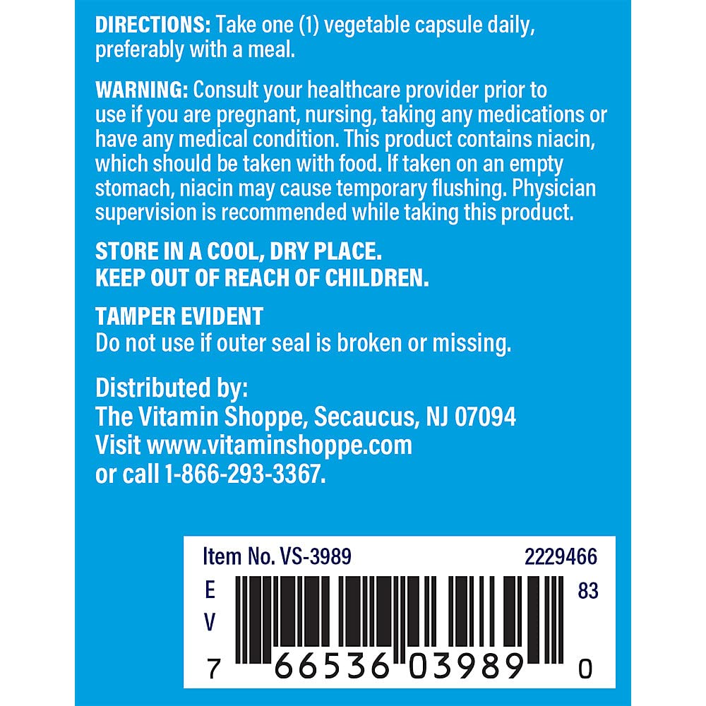 The Vitamin Shoppe Niacin Cholesterol Support 500 Vegetarian Capsules, 100 Count