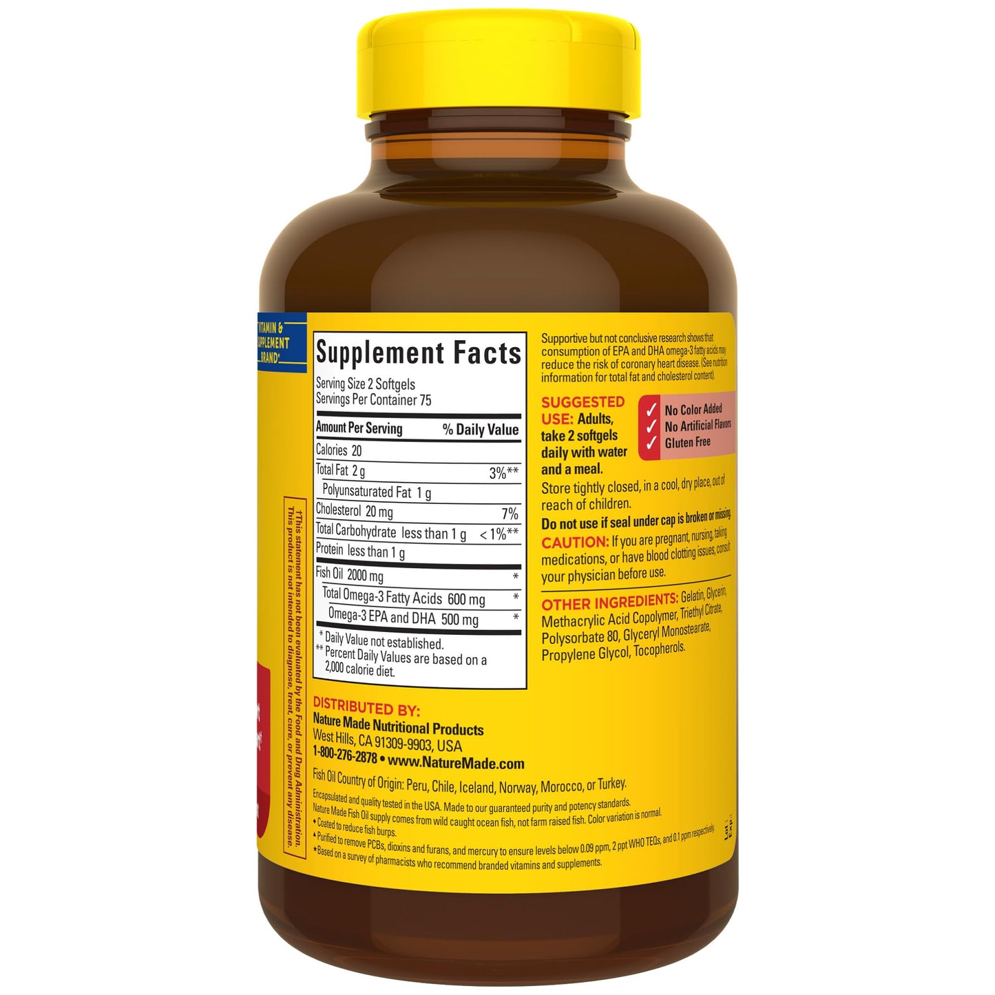 Nature Made Burp Less Fish Oil Omega-3 Softgels 150 Count