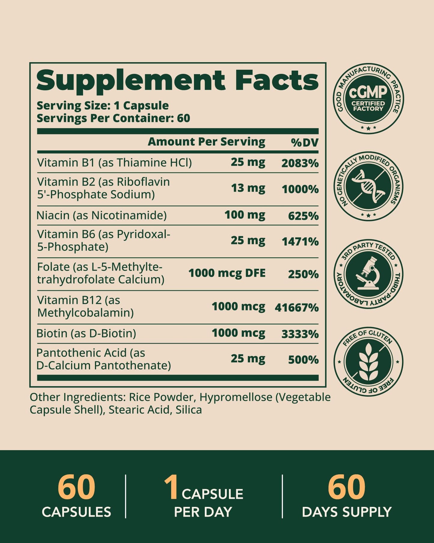 BienRaíz Methylated Vitamin B Complex Capsules, 60 Capsules