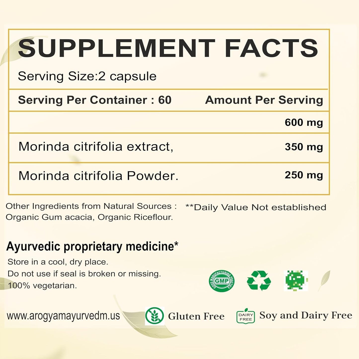 Smaart Health Dr. Pushp's AROGYAM AYURVEDM Noni Fruit Extract with Vitamin C 600mg, 60 Tablets