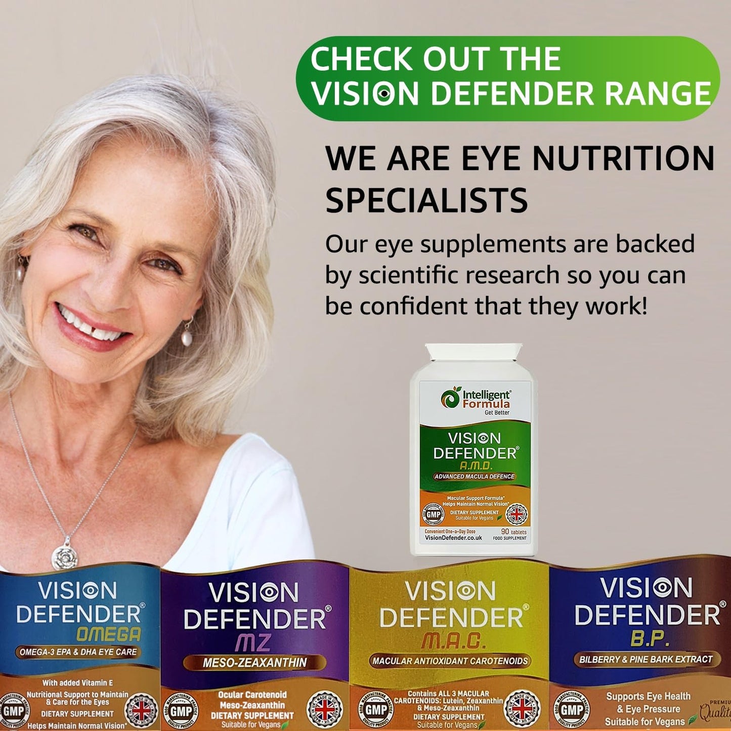 Intelligent Formula Vision Defender AMD AREDS2 Eye Vitamins 90 Tablets