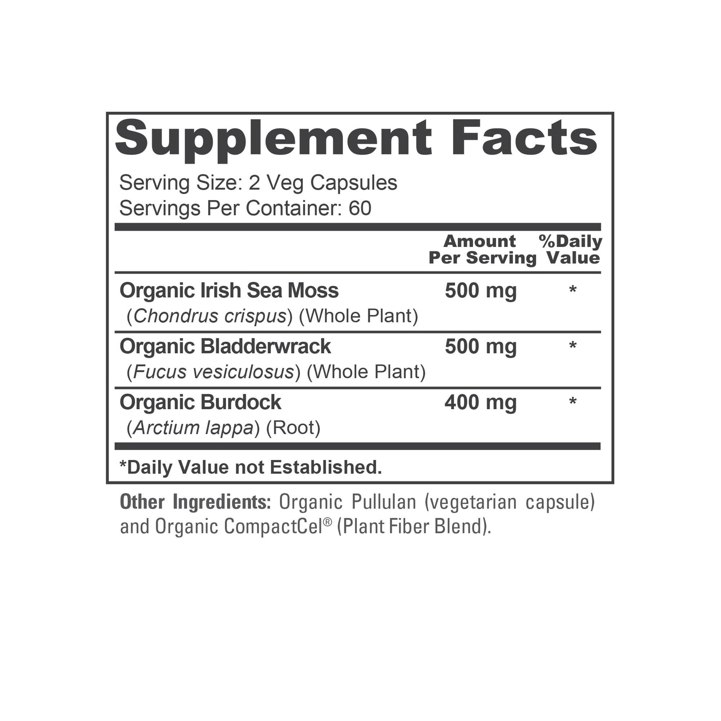 NusaPure Irish Sea Moss Ultimate Complex 1400mg Capsules 120