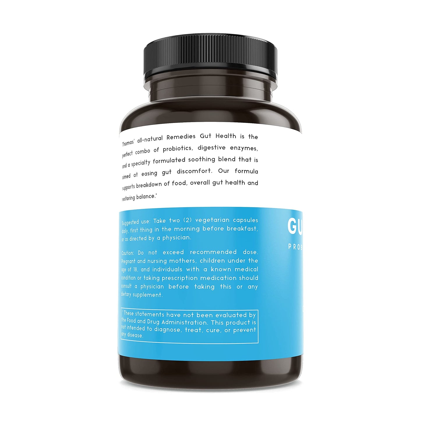 Thomas' all-natural Remedies Gut Health with Digestive Enzymes, Probiotics, Ginger, Papaya, and Turmeric for Digestion and Bloating Relieve Capsules, 90 Capsules