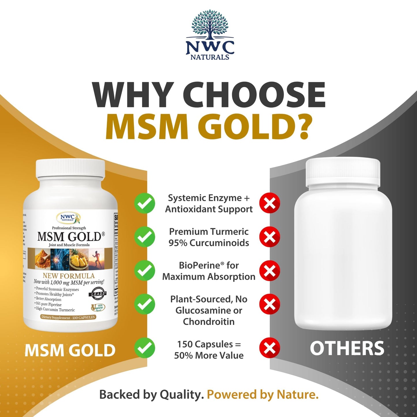 NWC Naturals MSM Gold Systemic Enzyme Supplement Capsules 300